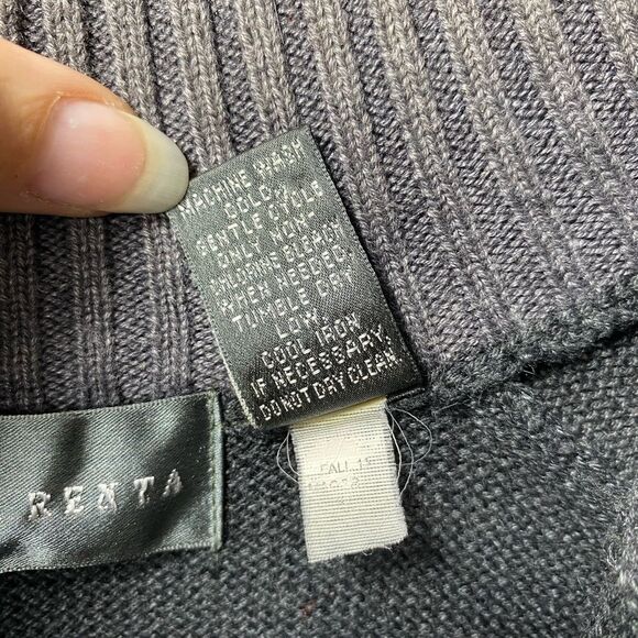 Oscar De La Renta Men’s Quarter Zip Cable Knit Sweater in Gray Sz Large - Picture 11 of 11